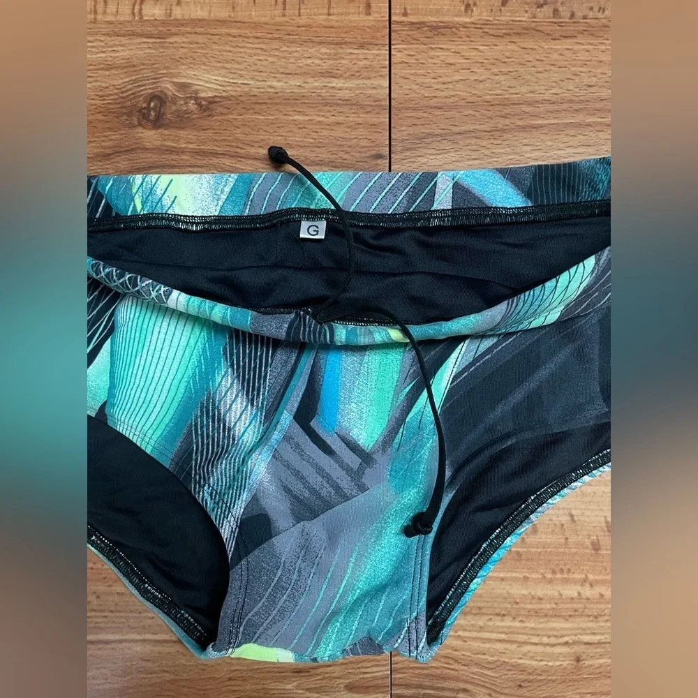 Green Abstract Mens Swim Boxer Briefs / speedo